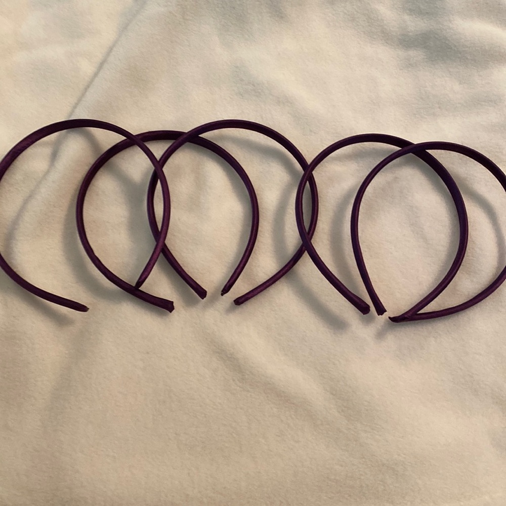 1 CM wide (5) burgundy Satin Headbands.